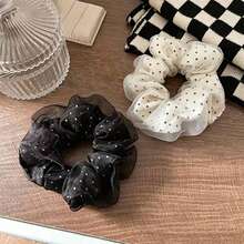 Polka Dot Mesh Double Layer Fashion Fabric Hair Scrunchie, Multi-Functional Suitable For Party And Birthday, Ideal Mother's Day Gift - Polka Dot Hair Tie - View 2