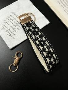 1pc French Vintage Floral Wrist Key Chain, Small Flower Print Fabric Short Keychain, Bohemian Style Bag Charm Accessory, Suitable For Daily Commute, Picnic, Travel, Sweet Gift, Suitable For Girls And Women Keychain, Holiday Gift, Party Favor, Phone Chain, Lanyard, Keychain, Bag Charm Accessory - Multi-color - View 2