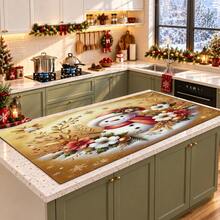 1pc Christmas Theme Snowman Print Pattern Dish Drying Mat, Kitchen Countertop Bowl & Plate Rubber Bottom Drying Pad, Party Decoration, Super Absorbent Stain Hiding Dish Drying Mat, Soft Diatomaceous Earth With Rubber Backing Multi-Functional Kitchen Home Mat, Suitable For Coffee Machine & Dish Rack Quick Dry Mat, Kitchen Countertop Coffee Mat & Bowl Drying Pad - LL LSD004 - View 15