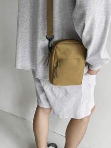 Tas Selempang Kecil Pria, Tas Bahu Kasual Nilon, Tas Kurir Mini Ringan untuk Kerja Sehari-hari, Perjalanan, dan Aktivitas Luar Ruangan - Khaki - View 2
