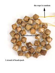 1 Strand 6/8/10MM Natural Stone Pyramid Shape Picture Jades Spacer Beads For Jewelry Making Diy Bracelets Accessories - Khaki - View 6