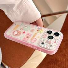 GUCADI Rose Pink, Sweet And Cute Cartoon Lamb Pattern Phone Case, Suitable For Apple 18 Pro Max, 17, With Pink Border, 16 Model Is Soft Shell, 15 Model Is Matte Texture, Design Is Cute, Sweet, Girly, Creative, Geometric Pattern, Cartoon Style, Niche - Rose Pink - View 2