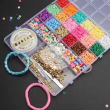 2000pcs/3700pcs Soft Clay Bead Set, Handmade DIY Bracelet, Necklace, Soft Clay Loose Beads Jewelry Making Accessories Kit - Multicolor - View 3