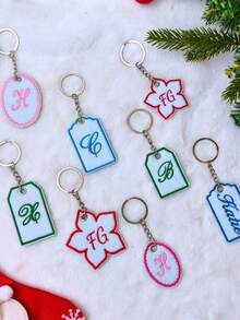 Customized Personalized Embroidered Keychain, Customized Flower Shaped Bag Charm, Unique Birthday, Graduation, Friend And Family Backpack Accessory Gift - Multicolor - View 5