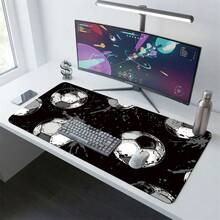 Black Background Football Pattern Gaming Mouse Pad, Non-Slip Rubber Desk Mat, Smooth Gliding Surface, Suitable For PC Laptop Office Home, Sports Abstract Art Decor, Back To School Supplies - A - View 7