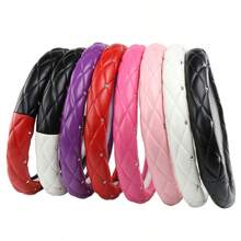 PU Leather Car Steering Wheel Cover, Inlaid Artificial Diamond Handle Cover, 14.5-15inch, All-Season Universal, Suitable For Multiple Car Models - Multicolor - View 7