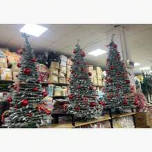 Snow Flocked Christmas Tree Artificial Holiday Decor Tree With Red Ball Decor 70cm Diameter 120-180cm - Multicolor - View 11