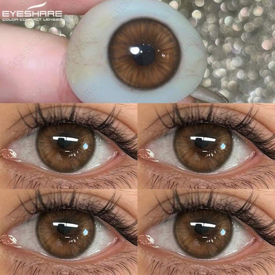 Eyeshare 1 對自然色隱形眼鏡，打造美麗瞳孔，眼妝化妝用棕色隱形眼鏡