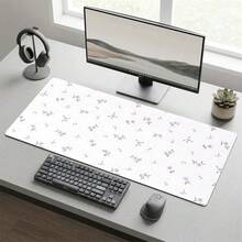 White Background Purple Floral Pattern Gaming Mouse Pad, Non-Slip Rubber Desk Mat, Smooth Glide Surface, Suitable For Computer Laptop Office Home, Elegant Abstract Art Decor, Back To School Supplies - A - View 2