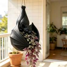 Bat Shaped Hanging Planter & Storage Basket - Gothic Style Resin Bat Wall Planter, Suitable For Trailing Plants, Indoor/Outdoor Decor, Asymmetrical Bat Themed Planter, Suitable For Balcony, Home - Plastic Hanging Planter Bracket Gift - A - View 7