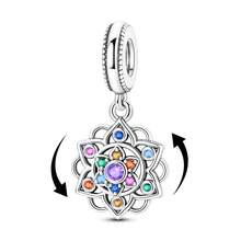 1 Pieces Original Design Silvery Color Charms Beads Relaxing Yoga & Lotus Cubic Zirconia Inlay Charms For Women Fits Original Bracelet DIY Making - Multicolor - View 4