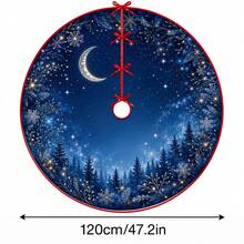 1件星月森林星空圖案聖誕樹裙，優雅配色節日裝飾，5種尺寸，中性節日禮物，適用於居家與派對聖誕裝飾 - 星月森林星空 - 查看 11
