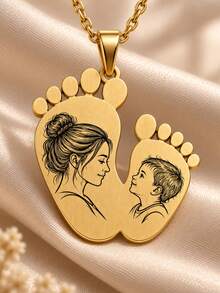 [ZzAi Custom]Personalized Custom Linear Image, Parent-Child Image, Lover Image, Memorial For Deceased Loved Ones, Pet Portrait, "Creative Frame, Remembrance Frame", Stainless Steel Material Handmade, Includes Gift Box, Suitable As Daily Gift, Anniversary Gift, Family Gift, Christmas Gift, Valentine's Day, Mother's Day Gift. - Foot-shaped Design - View 3