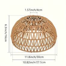 Kap Lampu Gantung Rotan Anyam Gaya Bohemian, Kap Lampu Gantung Tenun Tangan dengan Efek Cahaya Hangat, Dekorasi Rustic untuk Kamar Tidur, Ruang Tamu, Ruang Makan, Kafe dan Rumah, Aksesori Pencahayaan Farmhouse Bohemian - A - View 12