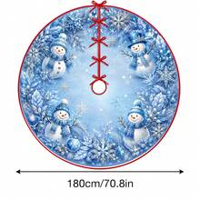 1pc Ice Blue Crystal Snowman Pattern Christmas Tree Skirt, Elegant Color Holiday Decoration, 5 Sizes, Unisex Holiday Gift, Suitable For Home And Party Christmas Decor - Ice Blue Crystal Snowman - View 15