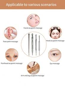INYUSUN 1pc Dual-Head Reflective Acupressure Massage Pen, Stainless Steel Retractable Ear And Body Acupoint Probe Massage Pen, Deep Tissue Massage, Home SPA, Suitable For Full Body, Eye Area, Facial Meridians, Acupoint Massage Stick, Multiple Styles - Grey - View 7