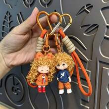Cartoon Curly Hair Doll Keychain Pendant Cool Couple Character Charm Cute Bag Hanging Chain Creative Small Gift 1pc/2pcs,Purse Charms - Multicolor - View 10