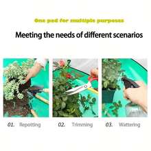 1pc Foldable Waterproof Gardening Work Mat With Splash Guard Edge, Plant Repotting Soil Storage Pad, Portable Yard Planting Cleaning Mat, Suitable For Indoor Potted Plants, Balcony Gardening, Flower Pot Transplanting - A - View 3