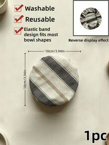 1pc Reusable Bowl Covers Striped Cotton Linen Fabric Elastic Bowl Lid Reusable Food Storage Covers For Salad Bowls Containers Kitchen Food Preservation Dustproof Bowl Wraps 5 Sizes Available - Multicolor - View 15
