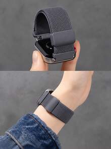 1件彈性編織磁吸錶帶，相容於 Watch Smart Band Fit 1/Fit 2/Fit 3/Fit 4/4Pro/Fit 5/Fit 5Pro 手環 - 軍綠色 - 查看 3