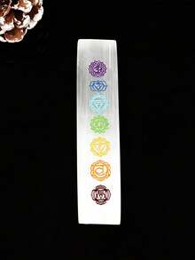 Translucent Gypsum 7 Chakra Long Slab Natural Gypsum Stone Ornament Yoga Meditation Crystal Stone Board Desktop Decor Craft - Gypsum Seven Chakra Plate - View 15