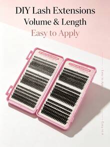 Black Cluster False Eyelashes Set - Lightweight, Thin, Natural Cluster, DIY Self-Adhesive (C Curl) - Create Voluminous Eyelash Extension Effect - D - View 9