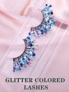 Glitter Sequins False Eyelashes, Dramatic Sparkly Strip Lashes, Colorful Shiny Fake Eyelashes For Christmas Halloween Carnival Stage Party Cosplay Eye Makeup - View 8
