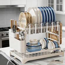 1pc Double-Layer Carbon Steel Dish Drying Rack, Space-Saving Kitchen Countertop Organizer With Drip Tray, Knife & Utensil Holder And Cutting Board Rack, Suitable For Knives, Forks, Bowls And Plates, Space-Saving Design - Multicolor - View 13