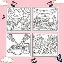 1pc Warm Halloween Themed Coloring Book, 24 Pages Of Thick Paper, Suitable For Beginners, Simple Patterns Including Pumpkins, Ghosts, Candies, Halloween Witch Hats And Other Elements, Creative Relaxation, Stress Relief, Perfect Gift Choice For Halloween, Thanksgiving, Easter And Other Holidays. Halloween Themed Coloring/Painting Book - Cozy Halloween Coloring Book - View 4