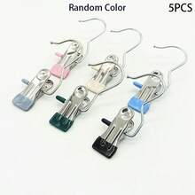 Multi-Color Adjustable Clips, Non-Slip And Non-Marking Clips, Brushed Metal Pants Clips, Portable Shoe Drying Clips, Multi-Functional Clips, Suitable For Home And Clothing Store Use, Dormitory And Holiday Decoration - Multicolor - View 9