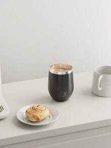 Meoky 12oz Solid Color Egg-Shaped Stainless Steel Travel Mug With Spill-Proof Lid - Black - 12oz Egg Cup - Black - View 6