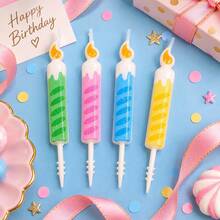 HIBIRTH 4 cây nến sinh nhật sáng tạo nhiều màu lãng mạn bốn mùa, hình ngọn lửa trang trí bánh kem, nến ước nguyện mừng sinh nhật, cắm bánh nướng - Xem 2