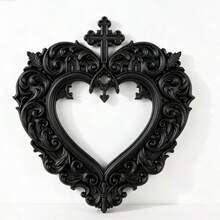 Niche Dark Gothic Cross Heart Carved Frame Baroque Vintage Hollow Empty Frame Wall Art Hanging Decor - View 13