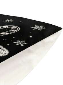 Christmas Table Runner, Placemat, Throw Pillow, Rustic Chalkboard Style Black Background White Text "Hello Winter" Christmas, Snowflake Holly Gloves Candy Cane Sock Pattern, Home Sofa Bedroom Holiday Decor - Multicolor - View 7