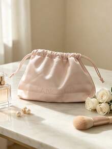 Lancôme Lancome Satin Drawstring Pouch, Soft Pink Cosmetic Storage Bag, Portable Makeup Organizer Bag For Lipstick Jewelry Small Accessories, Gift‑Giving Use - Baby Pink - View 2