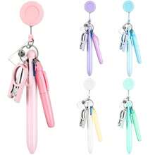 1pc Macaron Nurse Pen Set With Retractable Reel, Easy Storage Clip And ID Holder - Includes 5 Colored Pens, Refills And Pen Box - Made Of Durable Plastic Material, Suitable For Teachers, Doctors, Nurses, Office, School Or Promotional Use - Multicolor - View 1