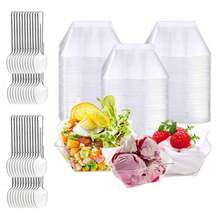 Wavy Square Snack Dish, Transparent And Fresh Texture, Comes With Matching Small Spoon, Suitable For Serving Fruits, Mousse Pudding, Cold Appetizers And Desserts, Perfect For Cold Buffet, Tea Break Party, Home Gathering Platter, Unique And Elegant Design, Easily Enhances Table Display Style, Creates Exquisite Food Presentation Effect - Transparent - View 7