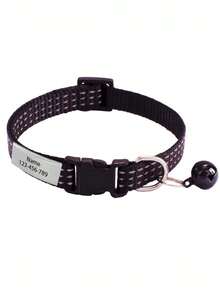 1pc Customized Reflective Pet Collar With Bell Adjustable Customizable Pet ID And Contact Information Suitable For Cats And Small Dogs Pet Accessories Decoration Gift For Pets - Multicolor - View 10