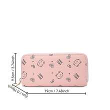 Sweet Girl Style Bow & Bear Print Long Wallet, Practical Multi-Function Zipper Clutch, Large Capacity Card Holder, Pink, Beige, Black, Brown, Gift For Women - Multicolor - View 6