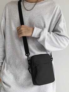 Men's Small Crossbody Bag, Casual Nylon Shoulder Purse, Lightweight Mini Messenger Bag For Daily Work Travel Outdoor - Black - View 4