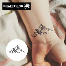 INKARTLINK 1PC Quiet Black & White Mountain Peak Temporary Tattoo Sticker, Waterproof Body Art Tattoo Sticker, Lasts 2-5 Days, Water Transfer Color Tattoo Sticker, Suitable For Men & Women, Essential For People, Party Essential Decoration, Holiday Celebration Body Decoration - Black - View 3
