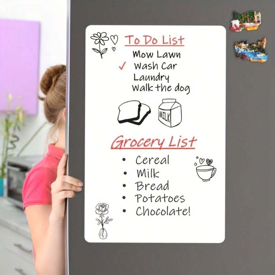1pc A4 Size Reusable Magnetic Erasable Fridge Calendar Planner With 2 Random Color Pens And 1 Magnetic Whiteboard Eraser, Ideal For Kitchen Organization, Planning, Lists, Business And Office
