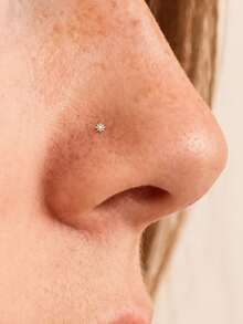 1 buah anting hidung berbentuk bintang segi delapan L dari perak sterling 925, perhiasan tindik hidung hipoalergenik, cincin hidung, unisex, cocok untuk pemakaian sehari-hari dan sebagai hadiah. - Emas - View 7