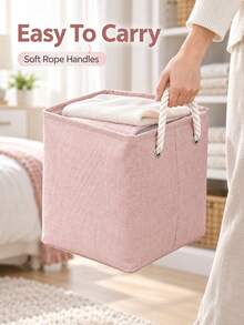 Collapsible Storage Basket With Rope Handle, Square Foldable Fabric Storage Box, Suitable For Clothes, Underwear, Socks And Daily Items, For Bedroom Wardrobe Shelves And Bathroom Clothing Storage - Multicolor - View 9