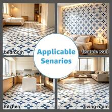 24pcs Self-Adhesive Classic PVC Floral Pattern Floor Stickers, Easy To Install, Waterproof And Stain-Resistant, Thick And Durable, Economical And Affordable, Suitable For Living Room, Bedroom, Kitchen, Bathroom Floor And Wall Renovation Decoration - Multicolor - View 8