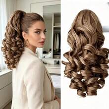 LYSW European And American Style Ponytail Hair Clip For Women, Roman Curl Short Ponytail, High Temperature Synthetic Fiber, Fluffy Natural Look, HA2907 - Multicolor - View 7