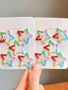 10/20/30/40/50pcs Random Color Y2K Girls Mixed Star Shaped 3CM Hair Clips, Simple Fashionable Five-Pointed Star Hair Accessories, Suitable For Daily Life, School And Outdoor Activities - Multicolor - View 8