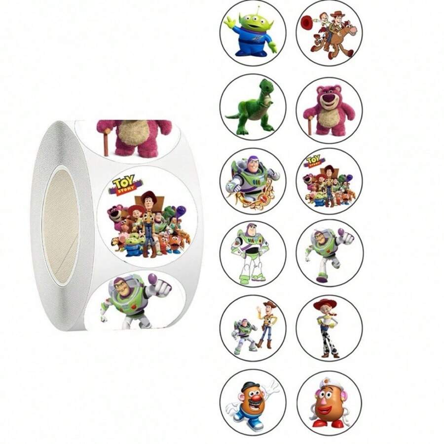 1set/500pcs Fun Adventure Cartoon Round Roll Stickers, Multi-Purpose Self-Adhesive Decorative Stickers, Novel Roll-Type Decorative Sticker Set, Diary And Bottle Decoration, Gift Labels, Scrapbook Kit, Classroom Rewards, Best Choice For DIY - Multicolor - View 1