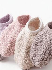 1/3/5 Pairs Random Coral Fleece Floor Socks, Women's Winter Thickened Short Socks, Adult Indoor Home Slipper Socks - Multicolor - View 3