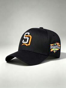 1pc Gothic Men Hats Letter S Embroidered Side World Series Printing Hat For Men Adjustable Baseball Cap Perfect For Parties Travel And Sun Protection - Multicolor - View 4